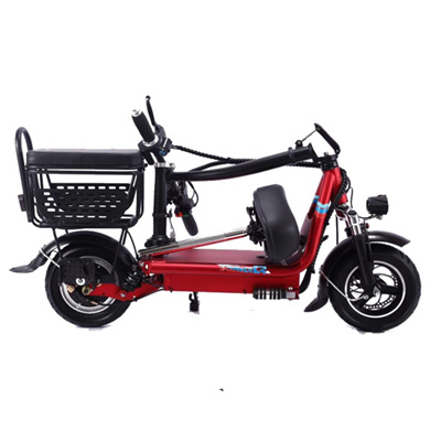 350W 48V DC electric brushless motor small folding electric kick scooter with two seats electric bicycle bike shopping bucket