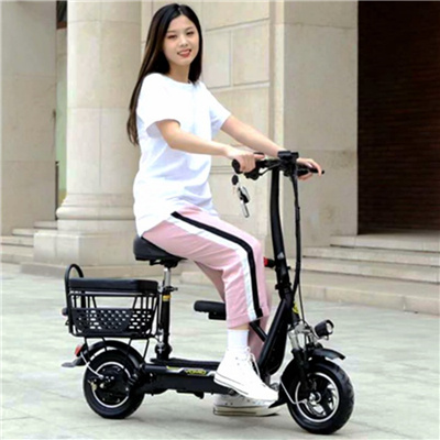 350W 48V DC electric brushless motor small folding electric kick scooter with two seats electric bicycle bike shopping bucket